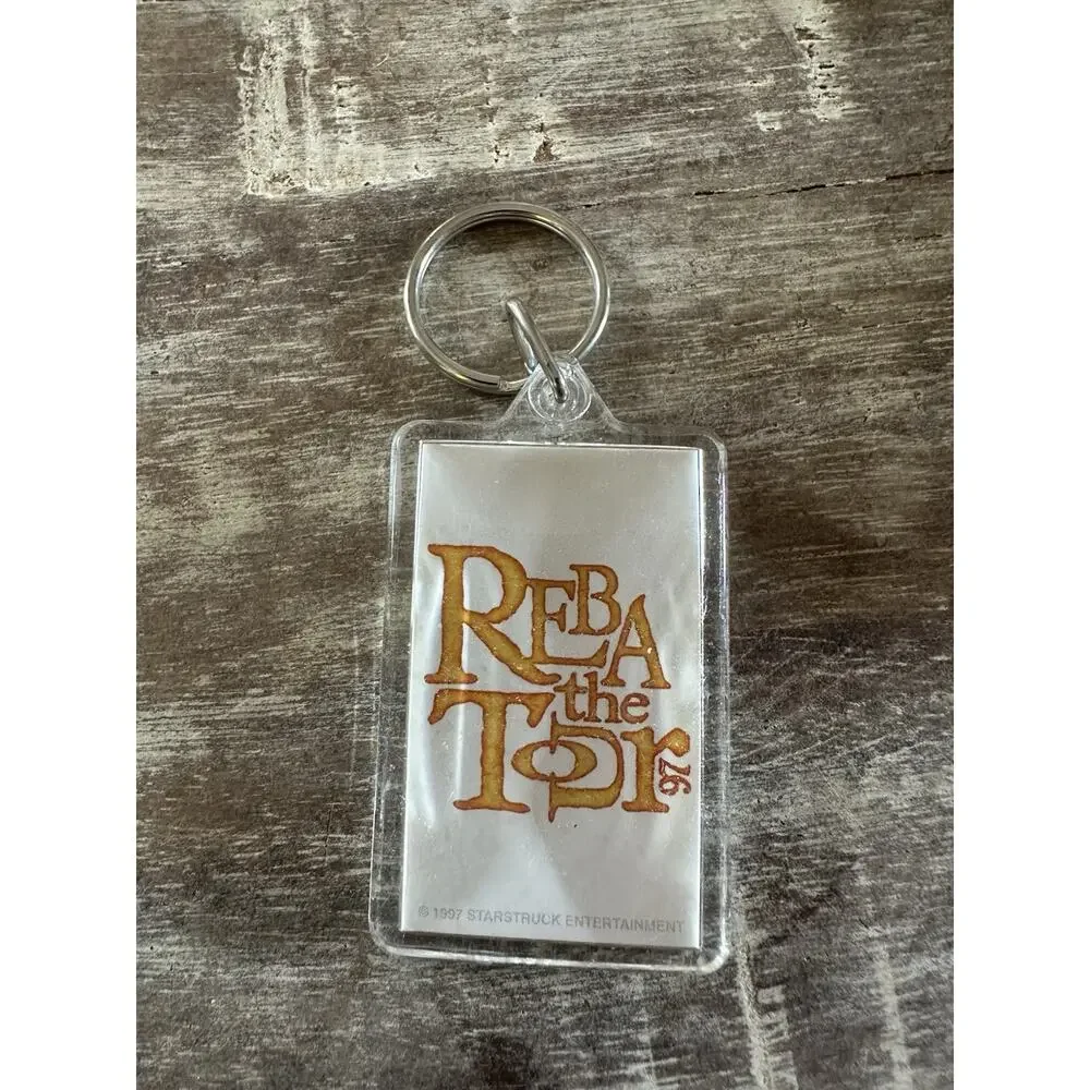 Vintage Keychain Reba McEntire ‘97 Key Ring Acrylic Fob Country Music Artist USA